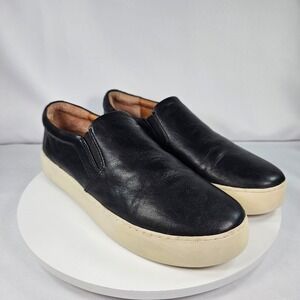 Frye‎ Lena Women's Black Leather Slip On Sneakers Platform Comfort Size 10M